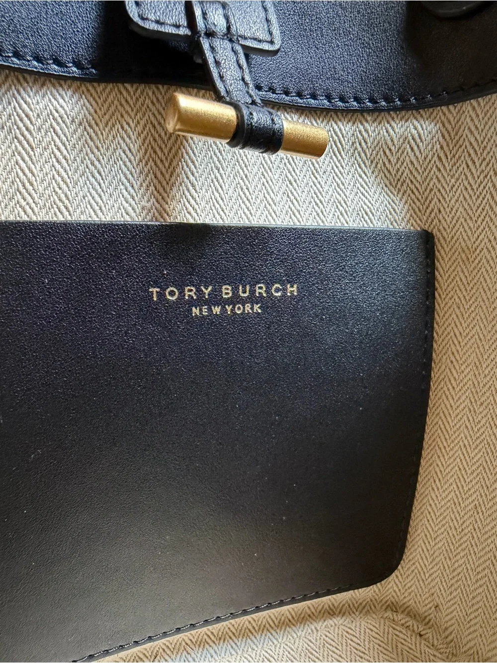 Tory Burch Black Leather Mini Miller Bucket Bag with Crossbody Strap
